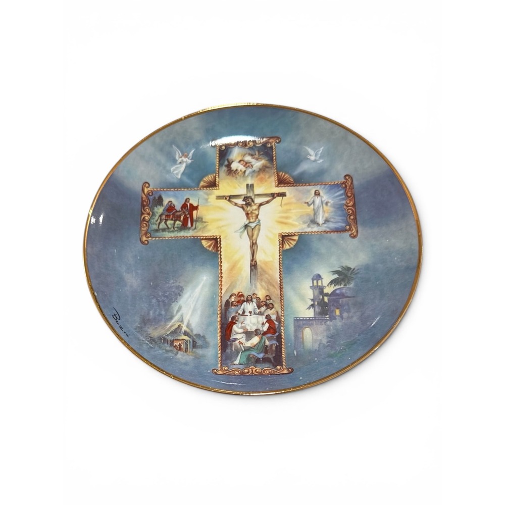 Franklin Mint The Life of Christ Barzoni Porcelain Collector Plate 8in Gold Rim